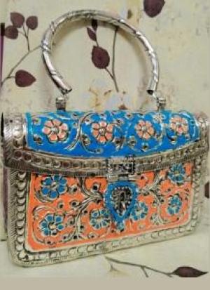 Blue And Orange German Silver Clutch
