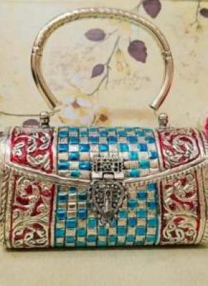 Red And Blue German Silver Clutch