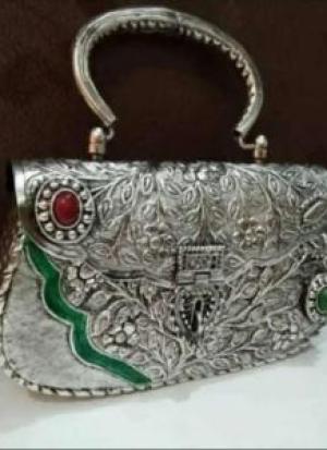 Red And Green German Silver Clutch