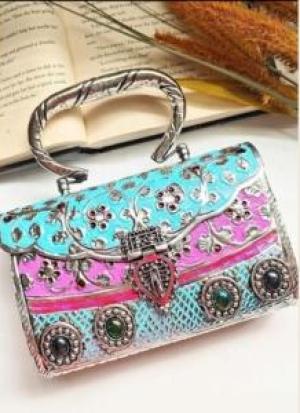 Blue And Pink German Silver Clutch