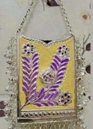 Yellow And Purple German Silver Clutch