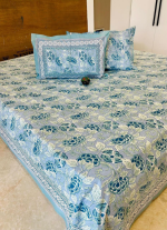 Light Blue Floral Bed Sheet