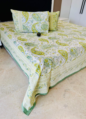 Green And Yellow Floral Bed Sheet