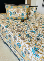 Blue And Grey Floral Bed Sheet