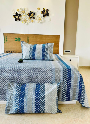 Blue And White Bed Sheet