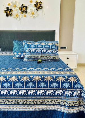 Blue And White Bed Sheet