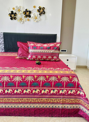 Yellow And Green Bed Sheet