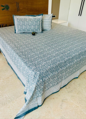 Blue And White Bed Sheet