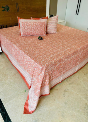 Red And White Floral Bed Sheet