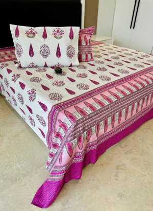 Pink And Magenta Floral Bed Sheet