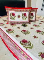 White And Pink  Floral Bed Sheet
