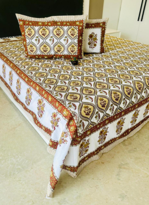 Yellow And Green Floral Bed Sheet