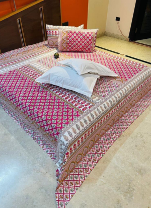 White And Pink Floral Bed Sheet