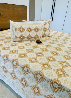 Beige And Brown Bed Sheet