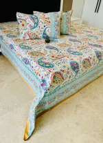 Blue And Yellow Bed Sheet
