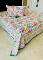 Red And Blue Floral Bed Sheet