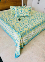 White And Turquoise Floral Bed Sheet