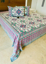 Pink And Green Floral Bed Sheet