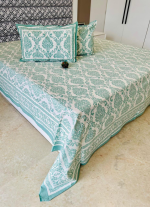 Light Green And White Floral Bed Sheet