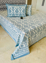 White And Blue Floral Bed Sheet
