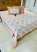 Yellow And Red  Floral Bed Sheet