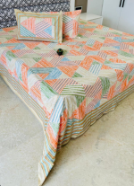 Orange And Green Bed Sheet
