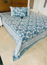 Blue And White Floral Bed Sheet