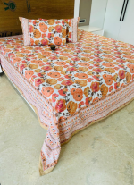 Orange And Yellow Floral Bed Sheet