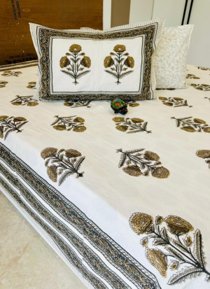 Brown And White Floral Bed Sheet