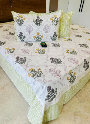 White And Yellow Floral Bed Sheet