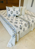 Blue And White Floral Bed Sheet