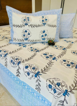 Blue And White Floral Bed Sheet