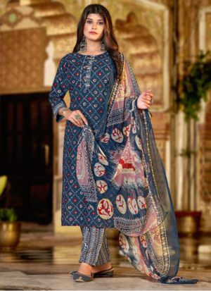 Blue Printed Readymade Suit